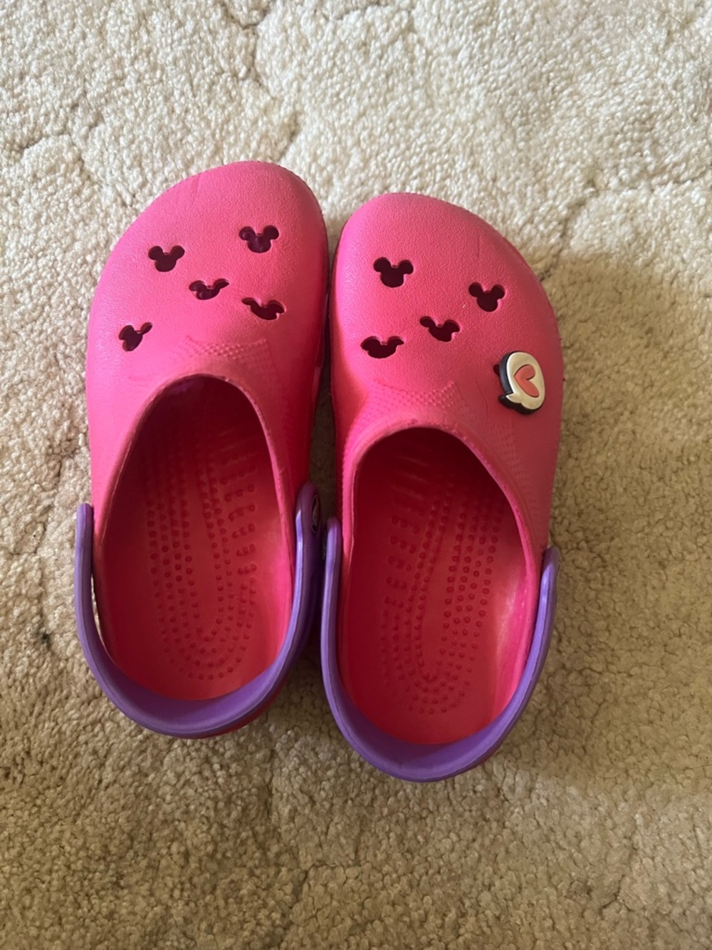 Disney Pink Clogs with Purple Heel Strap and Heart Charm